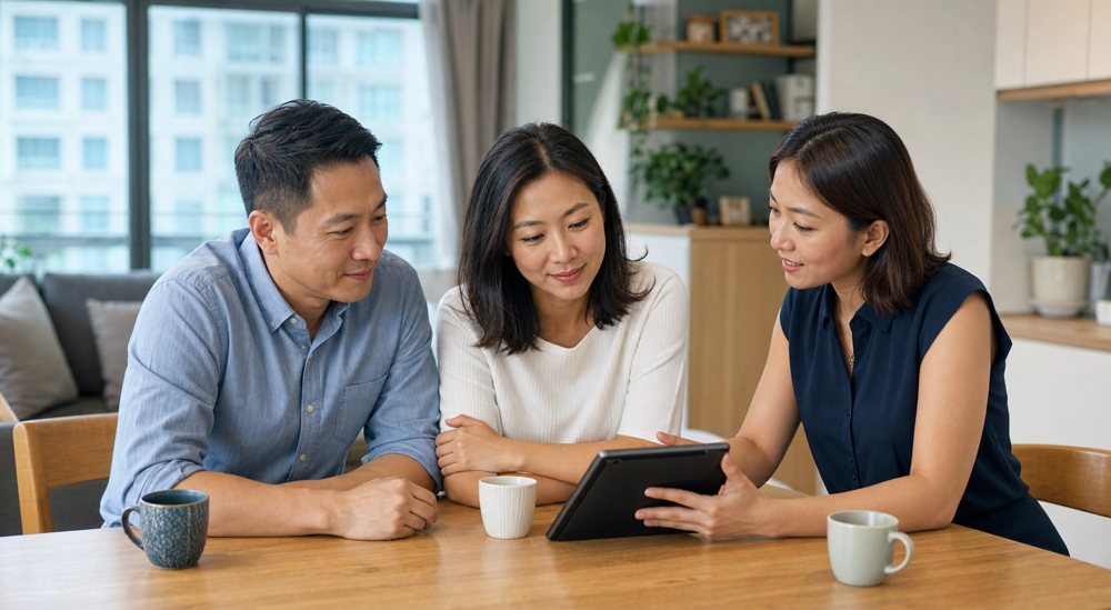 An experienced couple consulting with an adviser