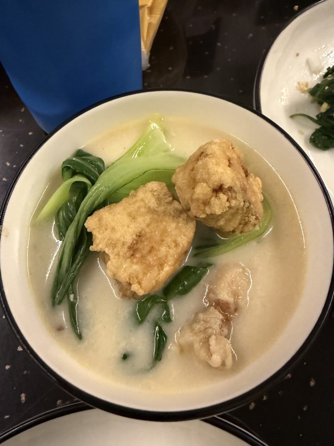 Hearty soup with bok choy