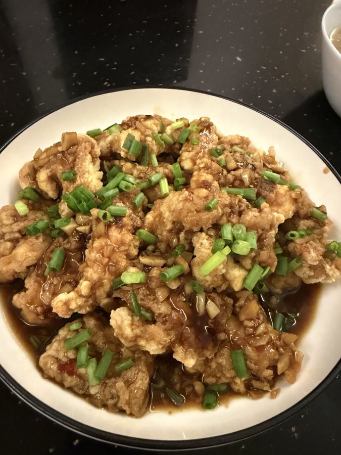 Minced meat with spring onion