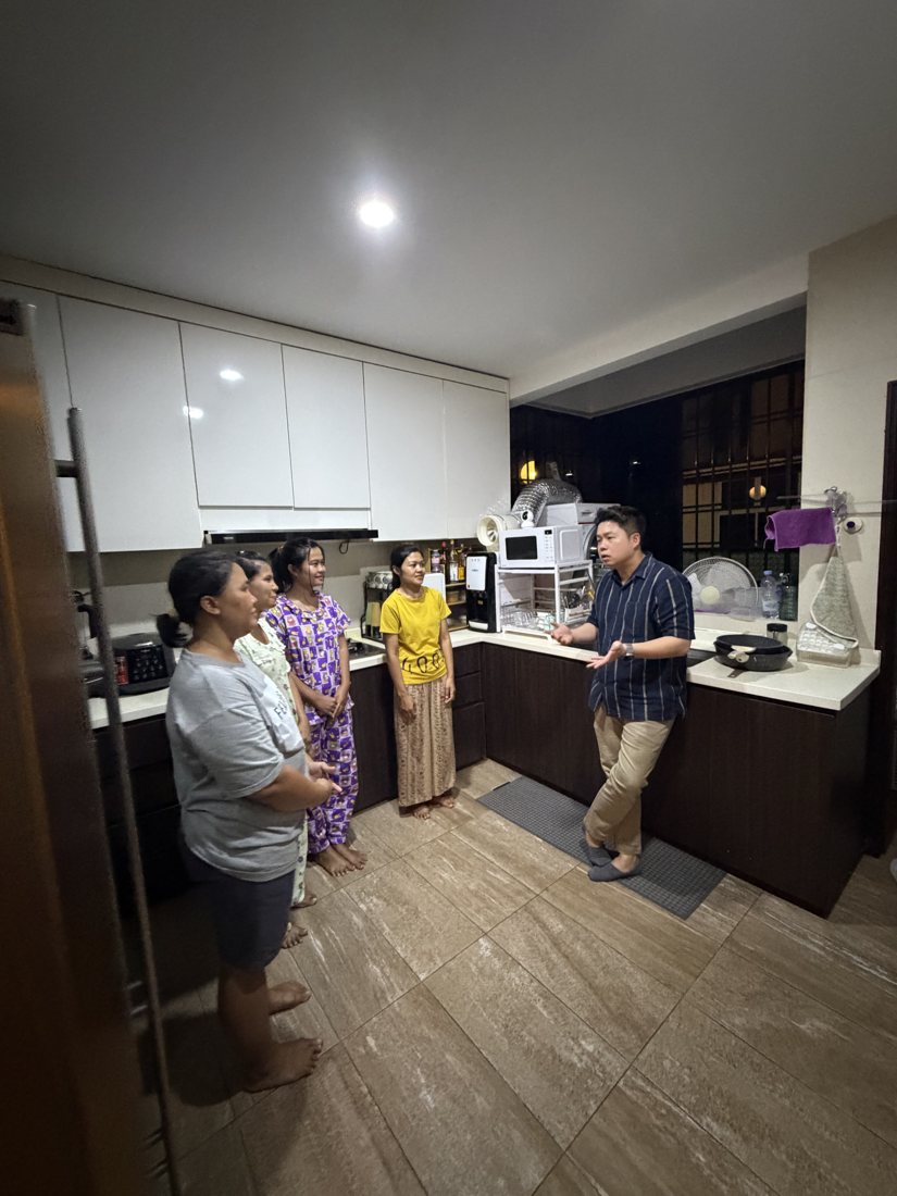 The founder giving a mindset talk to helpers